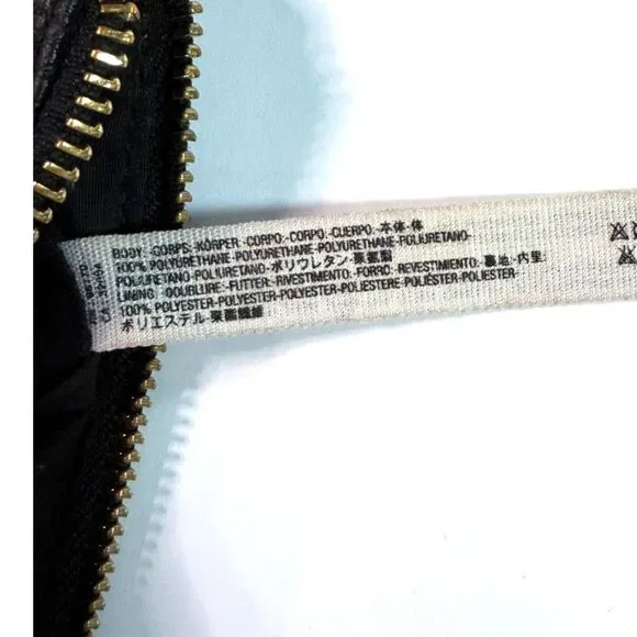 Free People Vegan Pebbled Leather Pouch Black Zip Grommet Clutch Cosmetic Travel - Picture 6 of 6